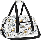 Cartoon Truck Duffle Bags for Kids,Waterproof Sports Gym Bag,Travel Weekender Overnight Bag,Foldable Gymnastics Work Out Bags Portable Gymnastics Sleepover Bags Lightweight Sports Duffel Bags