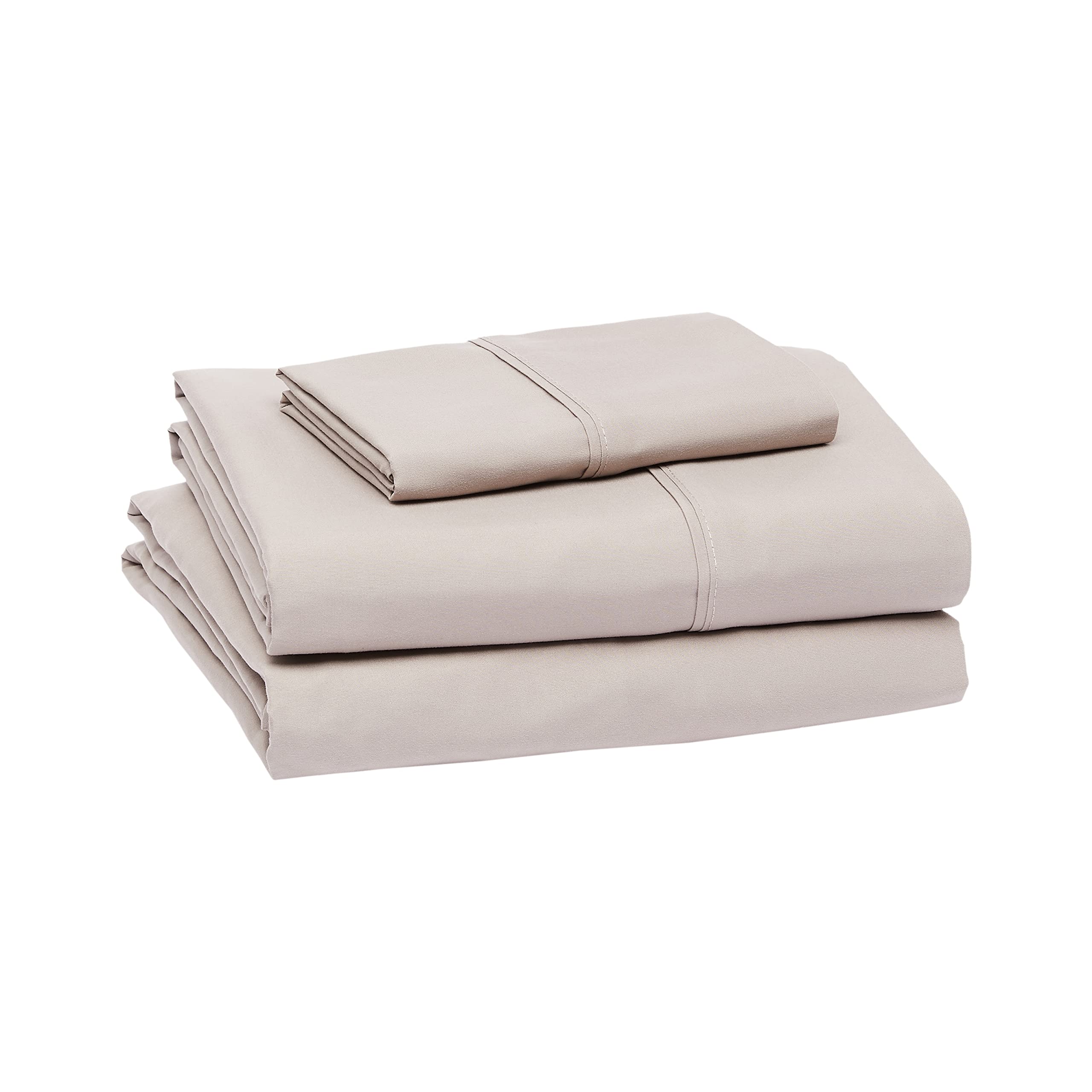 Photo 1 of Amazon Basics Lightweight Super Soft Easy Care Microfiber 3-Piece Bed Sheet Set with 14-Inch Deep Pockets, Twin XL, Taupe, Solid