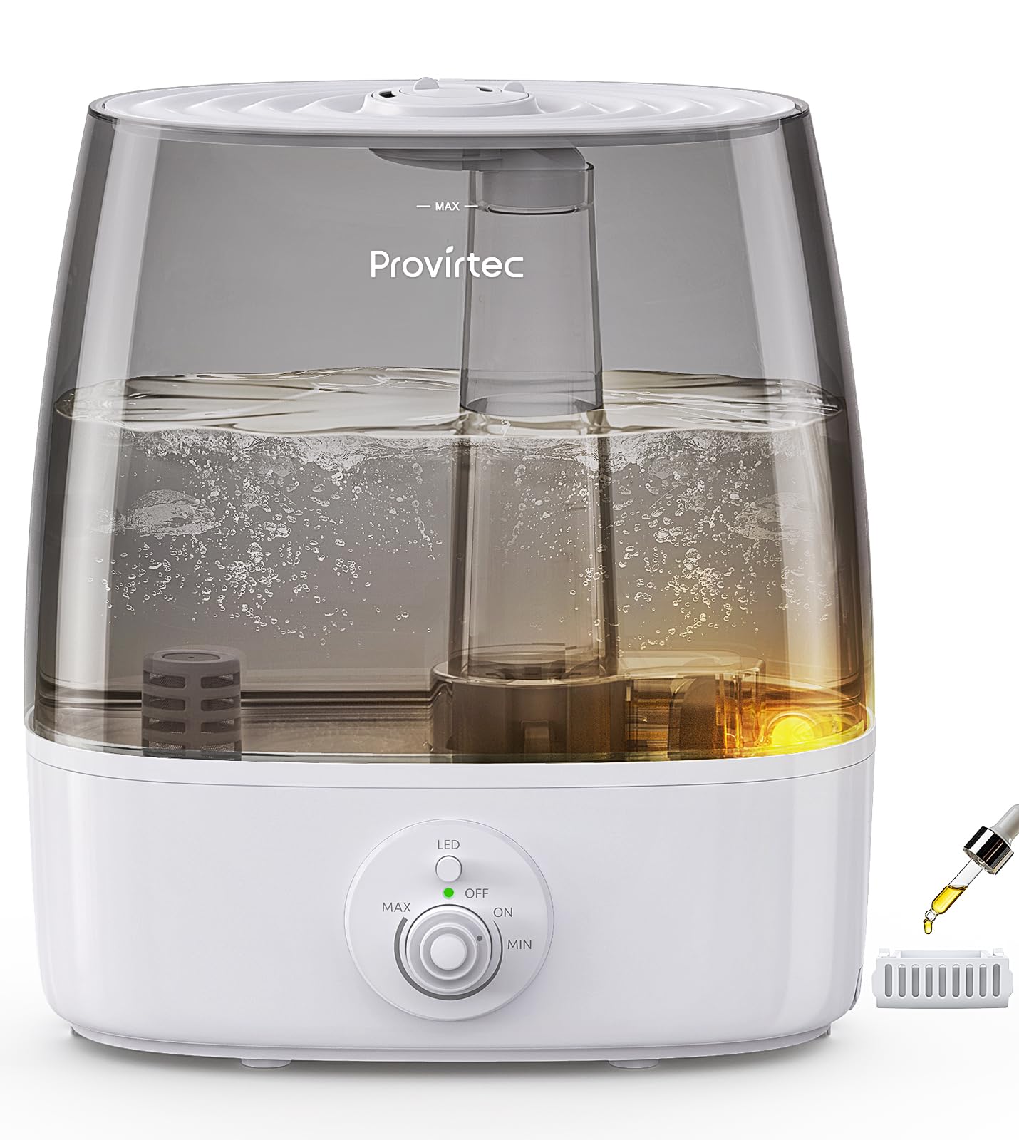 Photo 1 of Provirtec 6.5L Stay Clean Tank Humidifier for Large Room, Low Maintenance, Top Fill Design, Ultra Quiet 65H Runtime, Cool Mist Ultrasonic for Bedroom, Home, Plants HC12