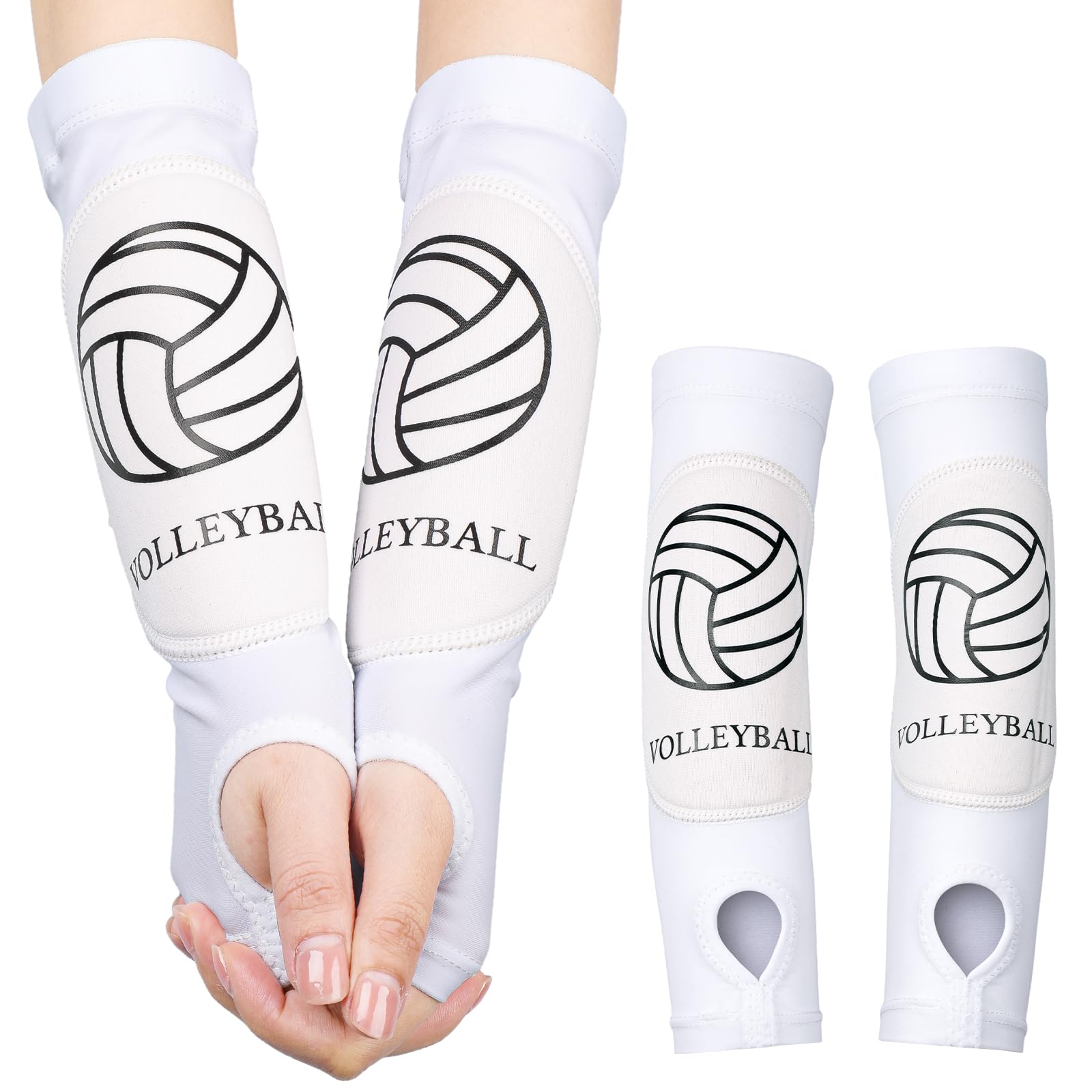 Photo 1 of Shappy 2 Pcs 2 Pcs Volleyball Arm Sleeves Forearm Sleeves Volleyball Arm Pads for Boys Girls Teen Youth Wrist Guard (White,Small)