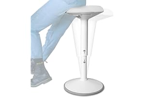 Backerz Standing Desk Stool Chair, Height Adjustable Stool 21-31 inch for Office and Classroom, Swivel Stool, Anti-Slip Bottom Ergonomic Wobble Stool with Rocking Motion, White