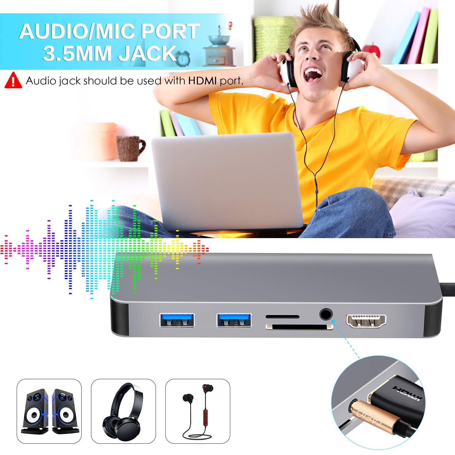 8 in 1 USB C Ethernet Hub, USB C to HDMI Adapter Compatible with MacBook/MacBook Pro,Samsung DeX for Galaxy S9/S8/Note 9/8,Nintendo Switch