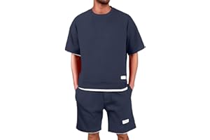 GOSEAGOTOFUN Shorts Sets Men 2 Piece Outfits Tracksuit Waffle T-Shirts and Shorts Clothes Casual Comfy Jogging Sweatpants Set