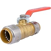 SharkBite Max 1 x 3/4 in PTC Reducing Ball Valve, Push-to-Connect Brass Water Shut-Off Plumbing Fitting, UR22993