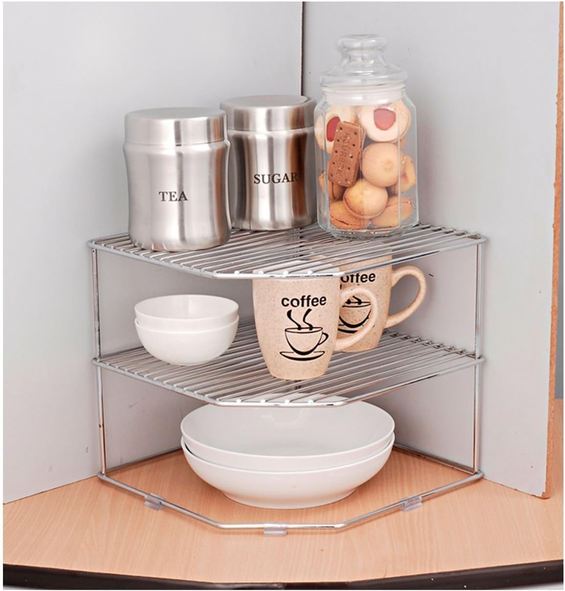 Disha Chrome Plated Mild Steel Plate Rack, 11X11X9.5, Silver