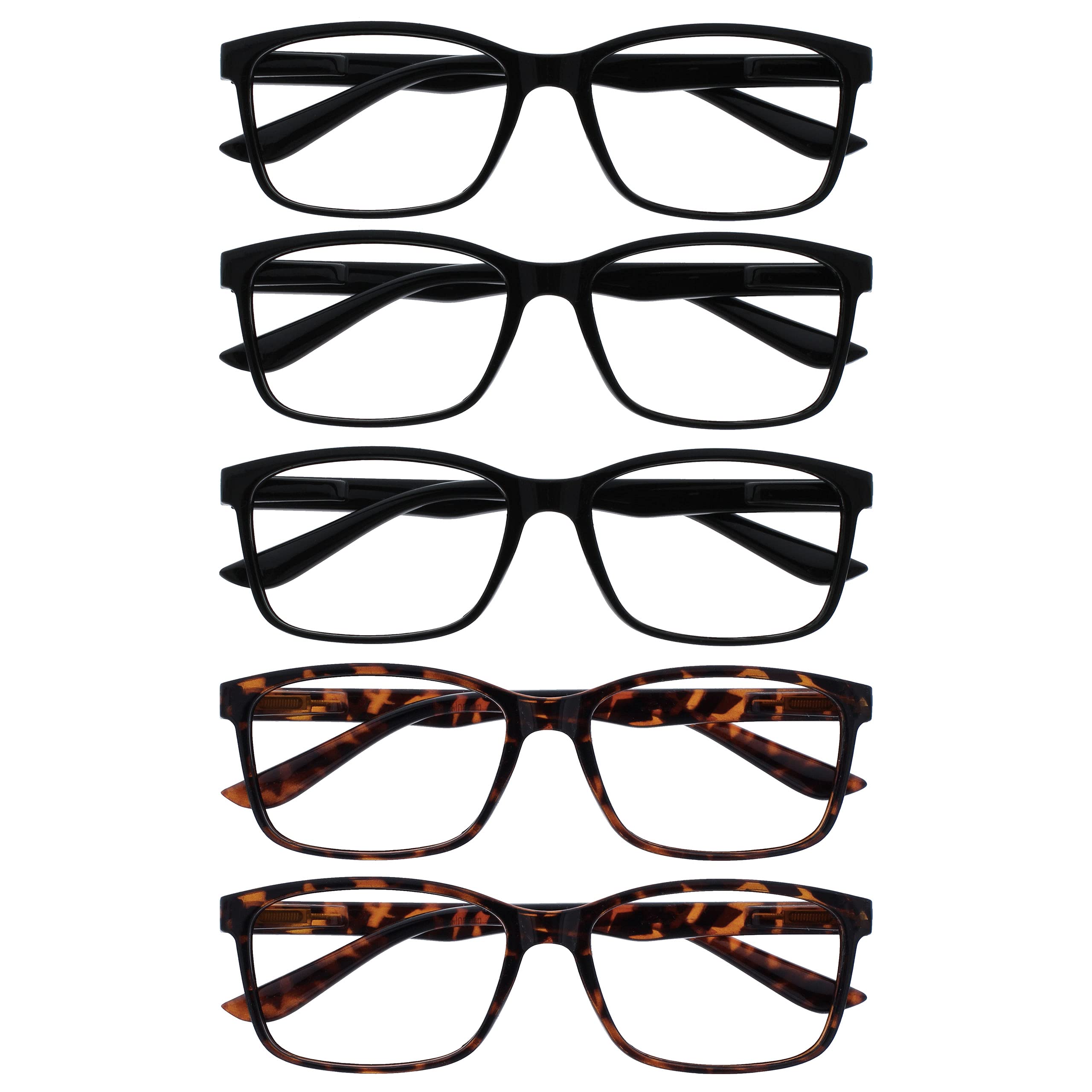 The Reading Glasses Company Mens Large Black Brown Readers Value 5 Pack Designer Style Spring Hinges RRRRR83-11122 +3.50