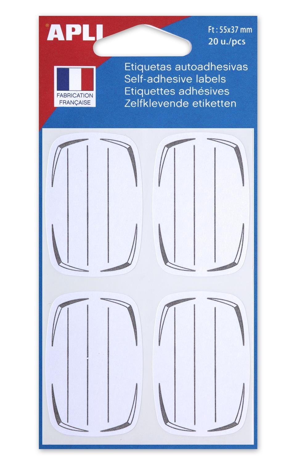 Agipa 11340 Ruled Book Labels White/Grey, 37 x 55 mm