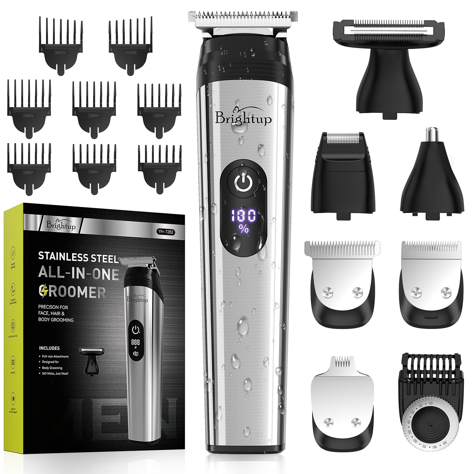 Photo 1 of **USED**
 Brightup Beard Trimmer for Men, 22 Piece Hair Clippers Mustache Trimmer Shavers for Men Hair Trimmer Nose Trimmer Body Trimmer Cordless Haircut Kit for Men Waterproof, Gray