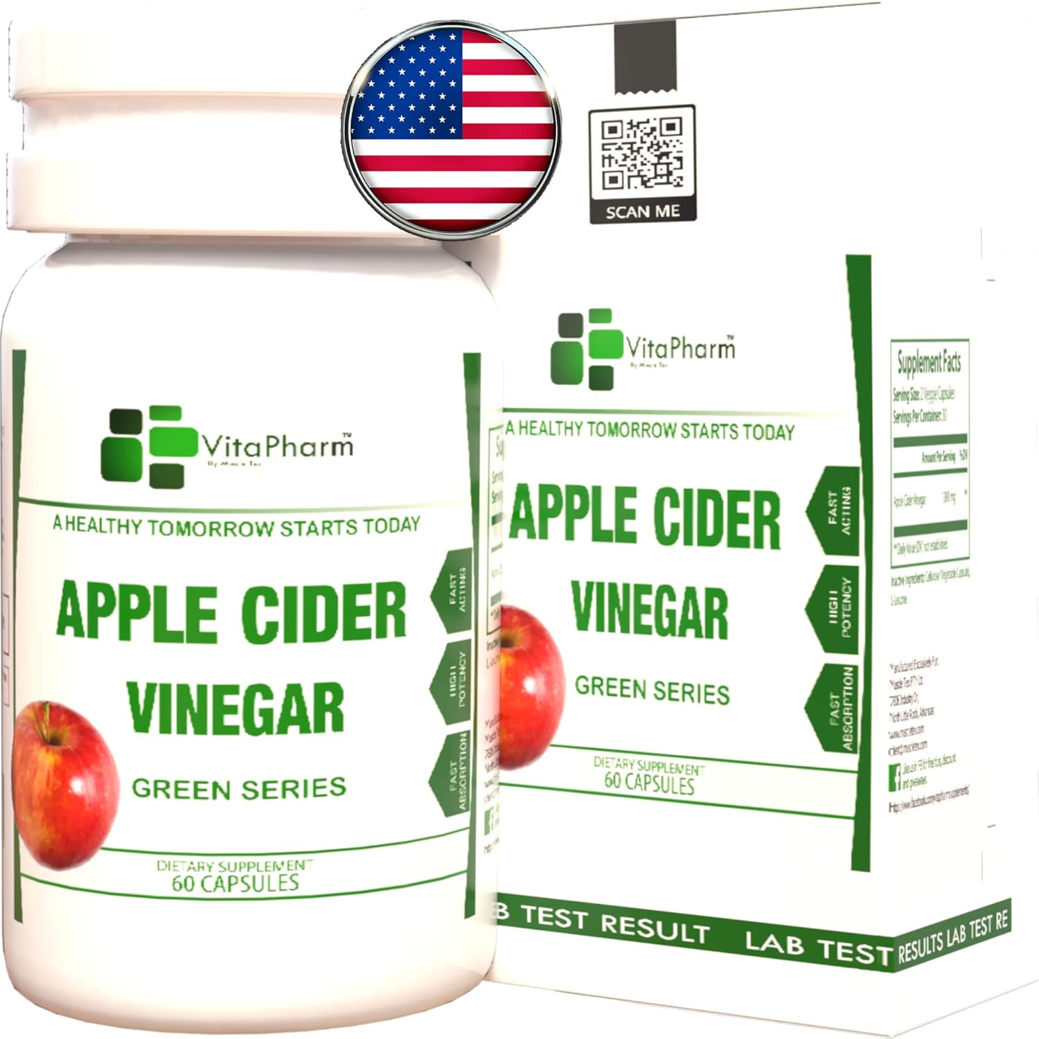 Apple Cider Vinegar Pills by VitaPharm Nutrition | 100% Natural Raw Capsules for Fast Weight Loss, Natural Detox Gut Cleanse & Healthy Digestion. Appetite Suppressant, Bloating Relief.