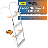 Anchor-Man Folding Aluminum Boat Ladder 4-Step, 47 in, 400 lb, Gunwale Hook