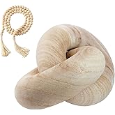 tsevdesno 2 Link Decorative Wooden Chain with 58in Bread Decor,Boho Farmhouse Rustic Living Room Décor, Wood Chain Knot Decor for Coffee Table (Beige)