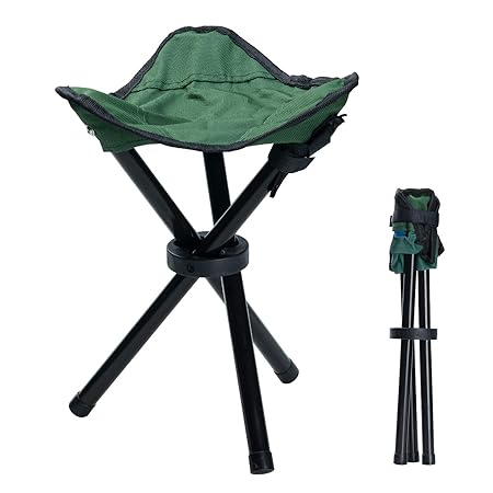 Covvy Faltbar Tripod Dreibeinhocker, Camping Folding Klein Stuhl mit 3 Bügeleisen Beine für Camping,Angeln, Jagd,Angeln und O
