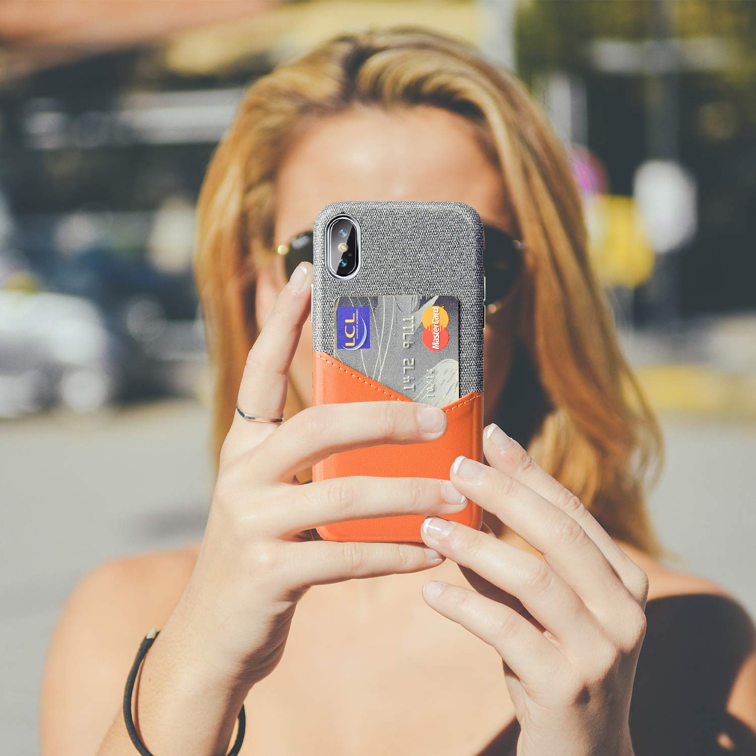 PARFASE iPhone Xs Max Case, iPhone Xs Max Wallet Case, Soft Cloth Fabric Case with ID Credit Card Holder Slot for Apple iPhone Xs Max 6.5 inch (Gray/Brown)