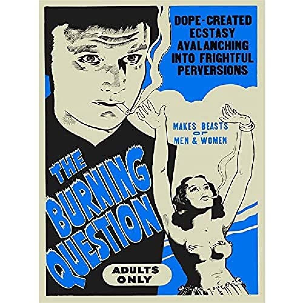 Burning Question Reefer Madness Blue Vintage Advertising Canvas Wall Art Print