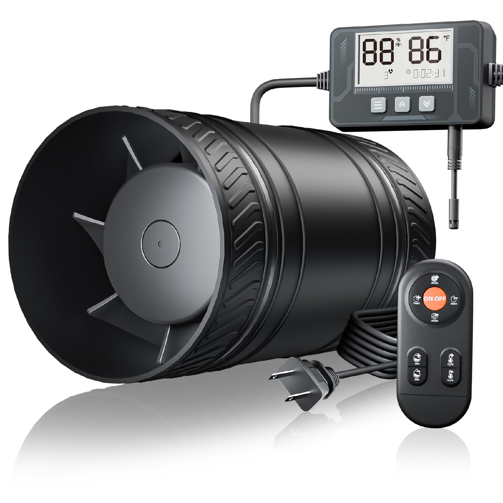 Photo 1 of ONVEAN 4 Inch Inline Duct Fan with Humidity Sensor and Remote, Upgraded 3 Speed Timer Humidity & Temperature, Low Noise HVAC Ventilation Fan in Basement Bathroom Workshop Attic FP128A