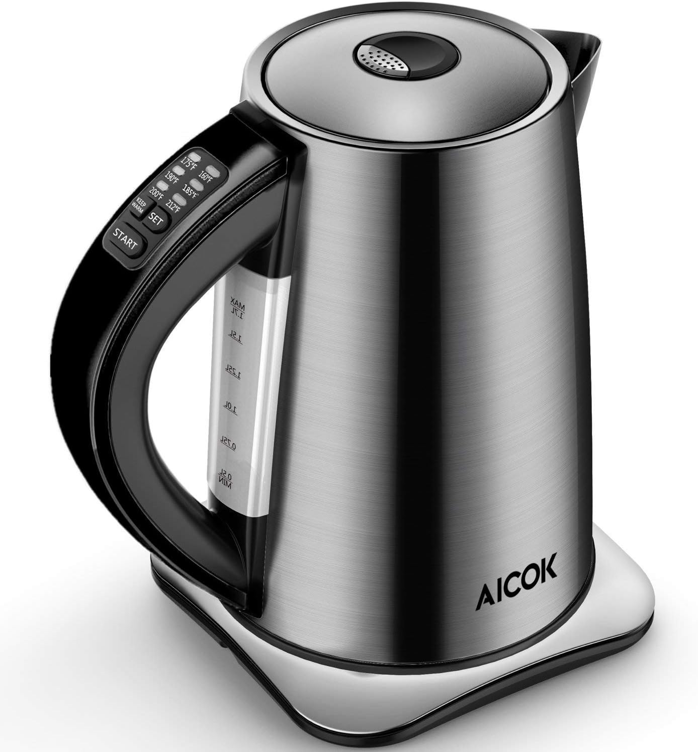 Electric Kettle Temperature Control 3000W Fast Boil Kettle with Smart Keep Warm Function, 100% BPA Free Stainless Steel Kettle, Auto Shut Off and Boil Dry Protection, 2 Years Warranty, 1.7L, by Aicok
