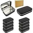 Millennial Essentials 10 Pack Metal Rectangular Empty Hinged Tins Box Containers 3.75 by 2.45 by 0.8 Inch Black Mini Portable Box Small Storage Kit Home Organizer (10 Black)