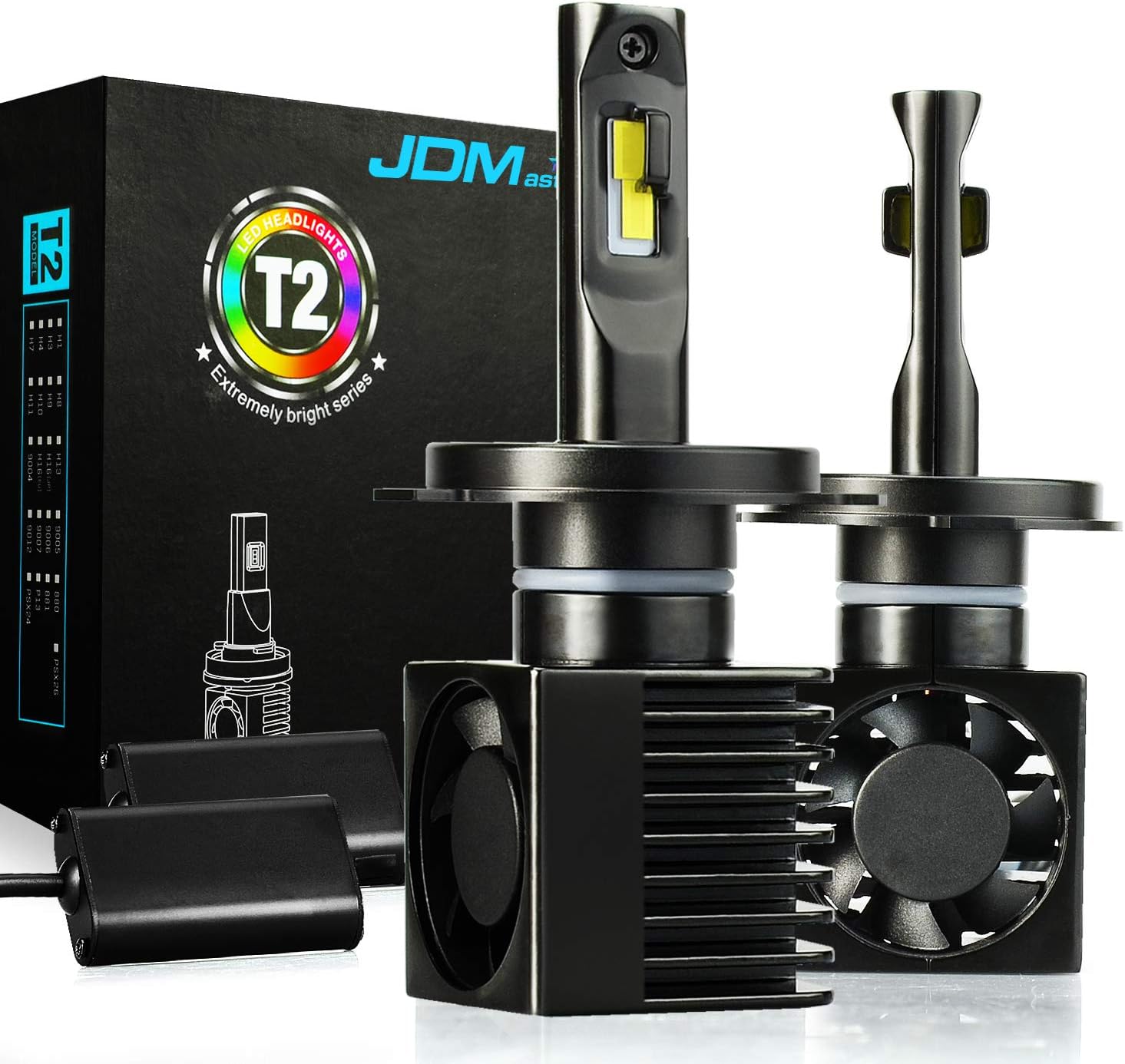 JDM ASTAR T2 High Performance H4 9003 Bright White Light Output More Downroad Visibility LED Headlight Bulbs