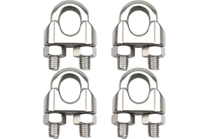 DYWISHKEY Pack of 4, 3/8 Inch M10 Stainless Steel Wire Rope Cable Clip Clamp