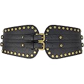 NOFIBAF Women's Elastic Wide Waist Belt Retro Rivet Stretch Waist Cincher Belt