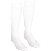 NuVein Women's Compression Socks, 15-20 mmHg Support, Rib Knit Pattern, Over Calf Knee High, White, Large