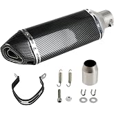 PACEWALKER Motorcycle Exhaust Muffler Carbon Fiber 1.5-2" Inlet | Street/Sport Motorcycles and Scooters, Removable DB Killer, 38-51mm Diameter Exhaust Pipes