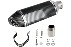 PACEWALKER Exhaust Muffler Carbon Fiber 1.5-2"Inlet with Removable DB Killer for Street/Sport Motorcycles and Scooters with 38-51mm Diameter Exhaust Pipes