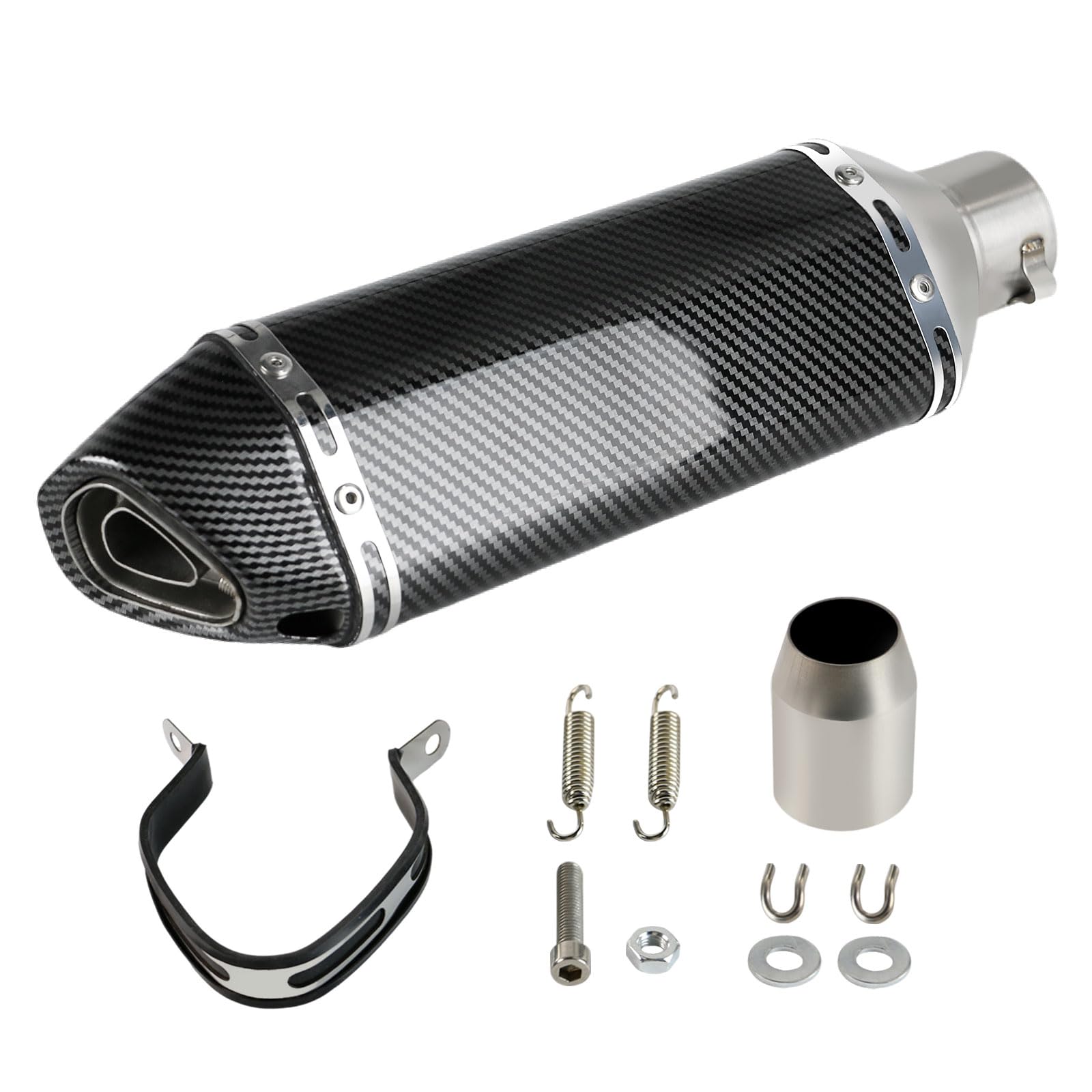 Photo 1 of Exhaust Muffler Carbon Fiber 1.5-2"Inlet with Removable DB Killer for Street/Sport Motorcycles and Scooters with 38-51mm Diameter Exhaust Pipes