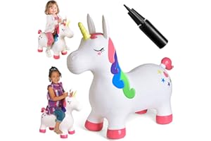 FUN LITTLE TOYS Bouncy Horse Unicorn Toys - Inflatable Unicorn Toys for Girls, Bouncy Pals for Toddlers 3-6 - Animal Bouncer for Outdoor Toddler Toys