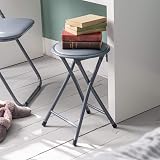 Harbour Housewares Grey Padded Folding Stool – Steel Frame 30x30x45cm view 6