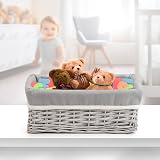 Woodluv Willow Wicker Storage Basket Medium Grey with Removable Liner view 3