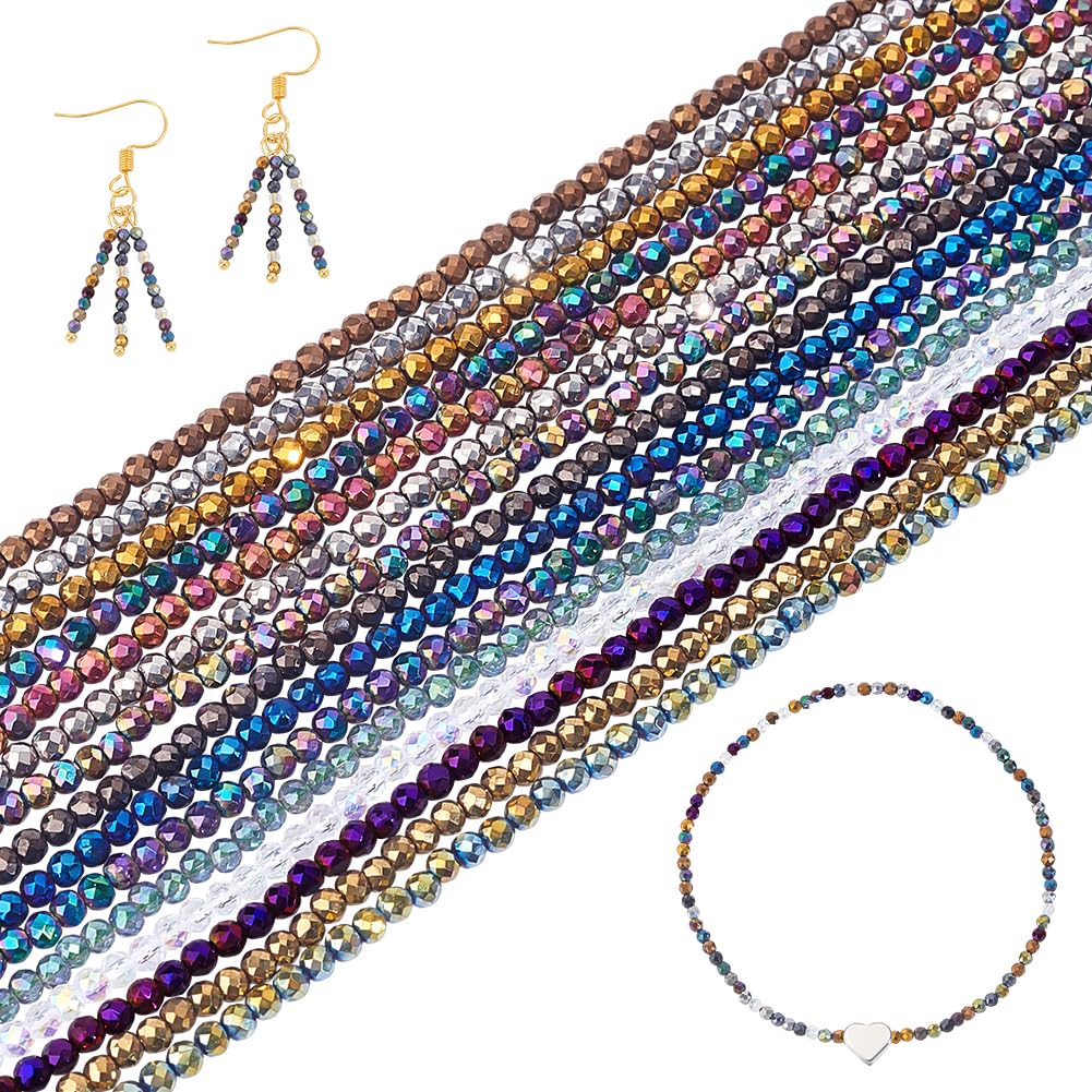 AHANDMAKER 15 Strand 2mm Faceted Crystal Beads, Rondelle & Spacer Beads for DIY Jewelry - About 3045pcs — image 1