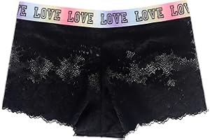 Women's Underwear Colorful Letter Belt, Lace Edge Shorts, Comfortable Daily Underwear.