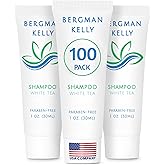 BERGMAN KELLY - Travel Size Hotel Shampoo - 1 fl oz, 100 PK, White Tea - Delight Your Guests with Revitalizing & Refreshing Hair Cleanser for Guest Hospitality - Mini & Small Size Shampoo in Bulk
