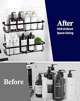 Kitsure 2 Pack Rustproof Shower Caddy - Wall Mounted Large Capacity Black view 7