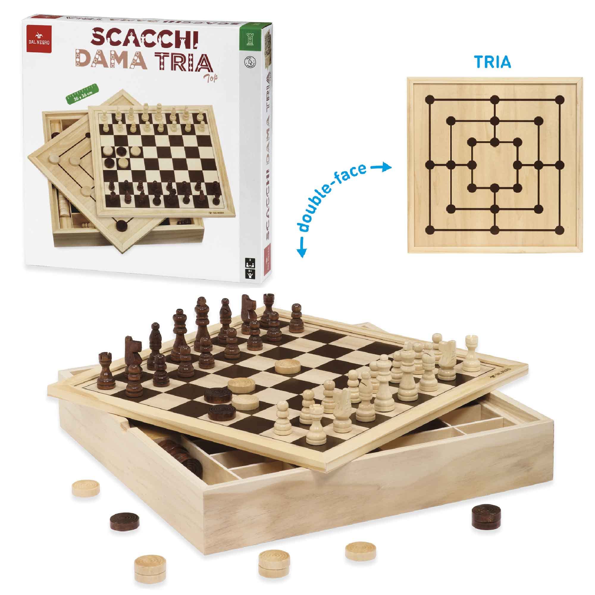 Dal Checkered Top Dama Tria, Natural Wood, 36 cm, 53909