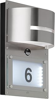 WOFI Hausnummernleuchte, Metall, E27, 14.7 W, Edelstahl Gebürstet Roh, 12.5 x 22 x 32 cm