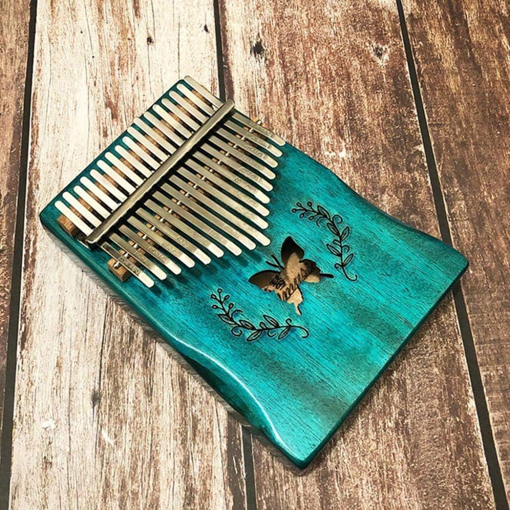 difcuyg5Ozw Portable 17-Key Finger Kalimba Mbira Butterfly Wooden Thumb Piano Tune Hammer Pocket Size Musical Instrument Gift - Blue