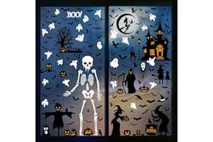 LITUPIC Halloween Window Clings Halloween Window Stickers Decorations, Double Sided Large Size Halloween Window Clings for Glass Windows Indoor and Outdoor Home Decor-8Sheets