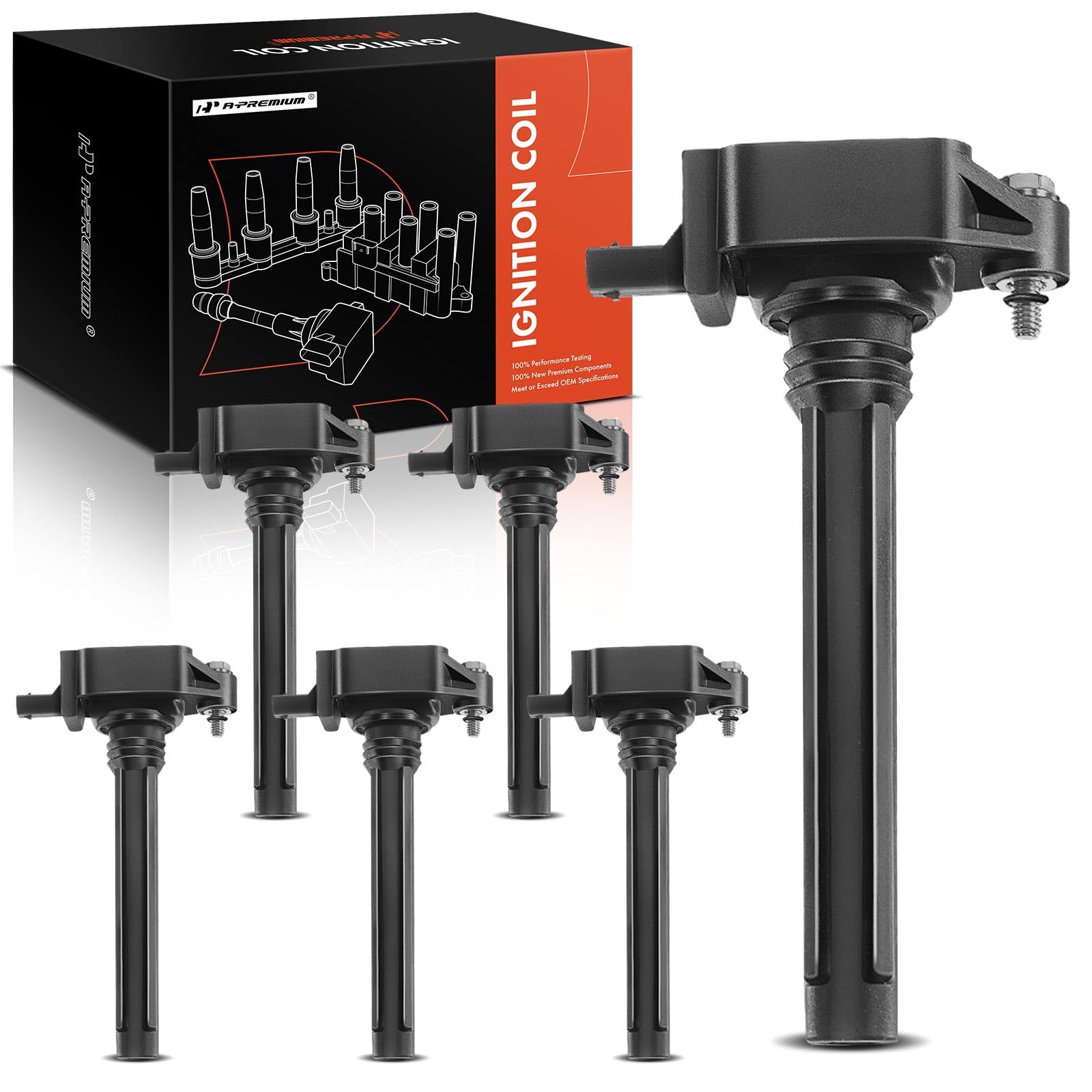 Photo 1 of A-Premium 6PCS Ignition Coil Packs Compatible with Chrysler, Dodge, Jeep & Ram Vehicles - V6 3.2L, 3.6L - 300 2011-2022, Durango 2011-2015, Grand Cherokee 2011-2017, 1500 2013-2019, Wrangler 2012-2017