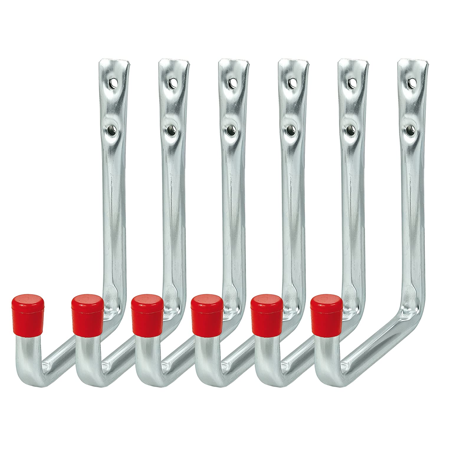 VORMANN Wall Hooks, Equipment Hooks, Garage Hooks, Load Hooks, Load Capacity 25 kg, Weather-Resistant, U-Shape, 6-Piece Set (148 x 114 x 56 x 86 mm), Made in Germany