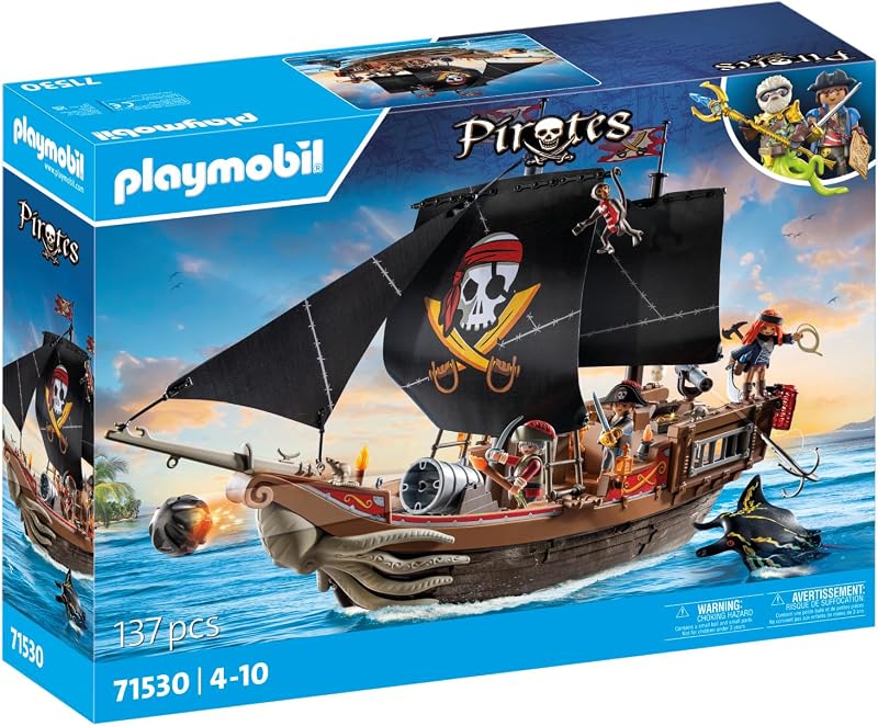 71530 Bateau Pirates - Prenez Le Large et embarquez pour Une Chasse au trésor en mer aux côtés des Pirates - Comprenant des canons, des projectiles et Un Ancre - Pirates - Dès 4 Ans