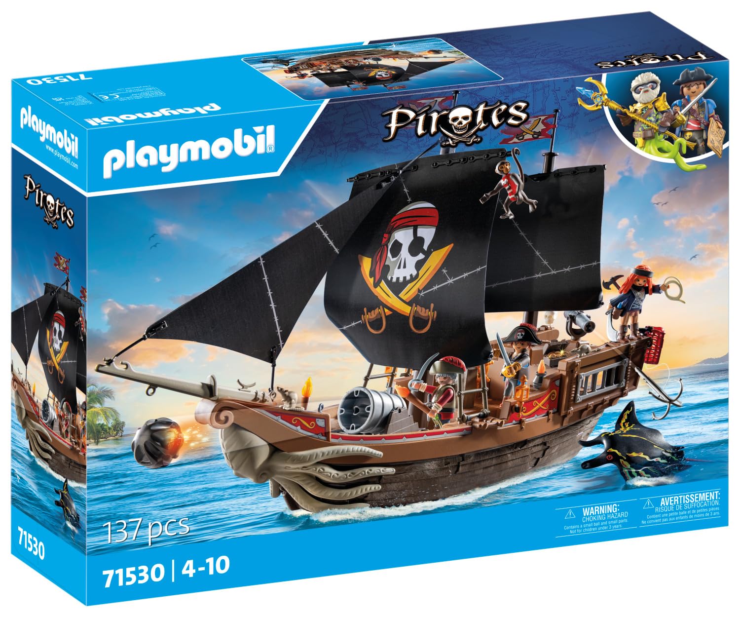 PLAYMOBIL Pirates 71530 Großes Piratenschiff, aufregende Seeschlachten und geheime Schatzsuchen auf hoher See, inklusive Kanonen, Geschossen und Anker, detailreiches Spielzeug für Kinder ab 4 Jahren 2