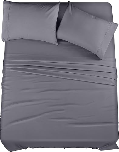 Utopia Bedding Queen Size Sheet Set – 4 Piece Bed Sheets, Soft and Breathable Microfiber, Includes 1 Fitted Sheet, 1 Flat Sheet and 2 Pillowcases – Oeko Tex (Grey)
