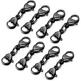 WBANGIAO 8 Pcs Double Lobster Clasps Necklace Bracelet Clasp Connector Double Opening Jewelry Clasps for Jewelry Making, Black