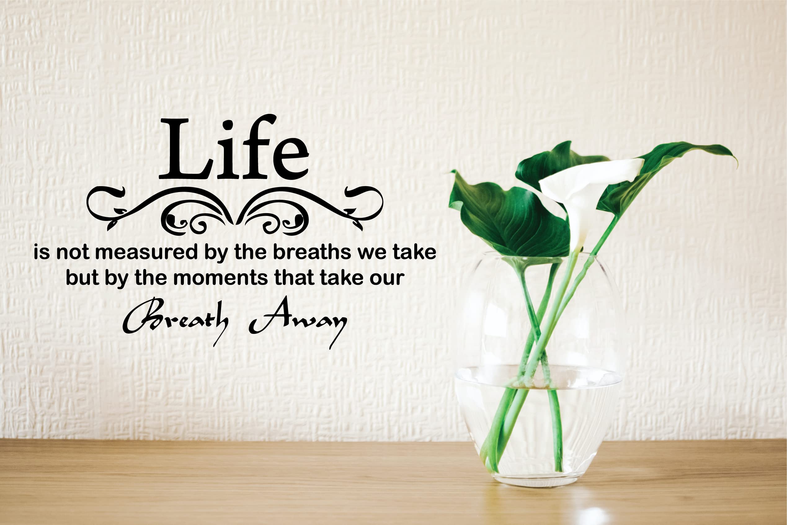 Photo 1 of Life is Not Measured by The Breaths We Take, but by The Moments That Take Our Breath Away-Vinyl Wall Lettering Stickers Quotes and Sayings Home Art Decor Decal