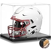 JupDec Football Helmet Display Case, Full Size Acrylic Baseball Motorcycle Helmet Showcase, UV Protection Souvenirs and Colle
