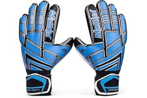 Malker Soccer Goalie Gloves Goalkeeper Gloves with Fingersave and Double Wrist Protection, Strong Grip Goalkeeper Gloves for Kids, Youth, Adults
