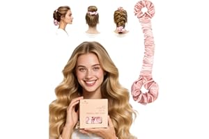 BONNET QUEEN Satin Heatless Hair Curler,2-in-1 Curling Rod with Scrunchie for Heatless Curls,Heatless Curls Overnight for All