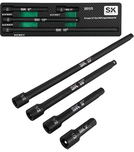 SUNEX TOOLS 2504, 1/2 Inch Drive Impact Extension Set, 4 Piece